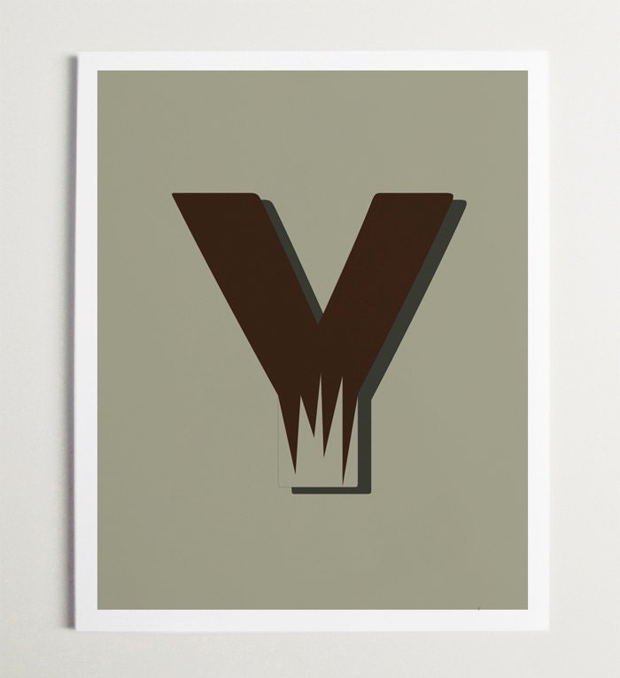 Wall Art, Nursery Wall Art, Alphabet Print, Alphabet Art, Nursery Print, Modernpop, Letter "Y" - 8" x 10"