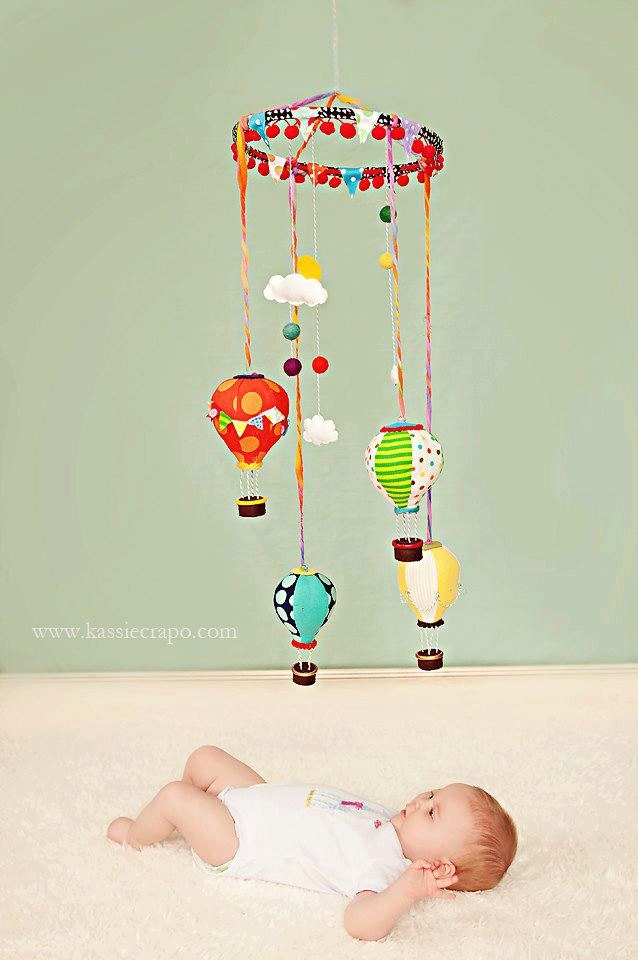 Clouds Hot Air Balloon mobile set: studio, baby, muli colored with clouds