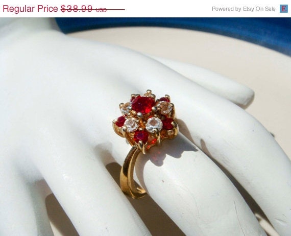 Summer Sale Vintage 14K Gold HGE Ruby Esposito Ring size 7