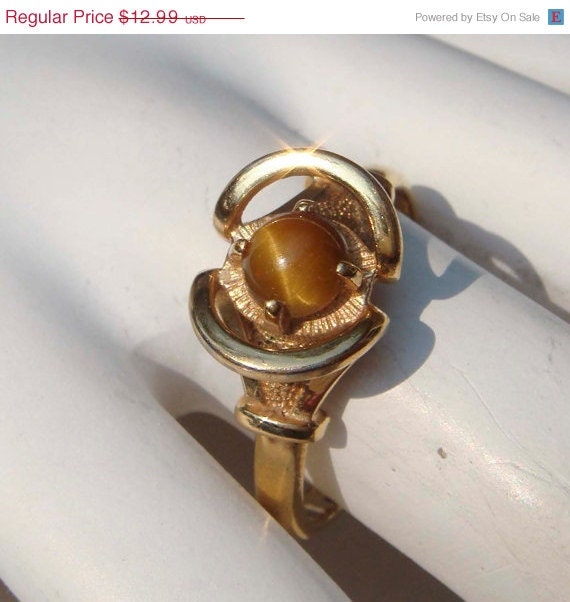 Summer Sale Vintage Sarah Coventy Genuine Tiger Eye Ring