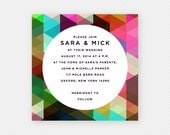 Bold, Colorful, Geometric Printable Wedding Invitation - Printing Available - Abstract Geometry