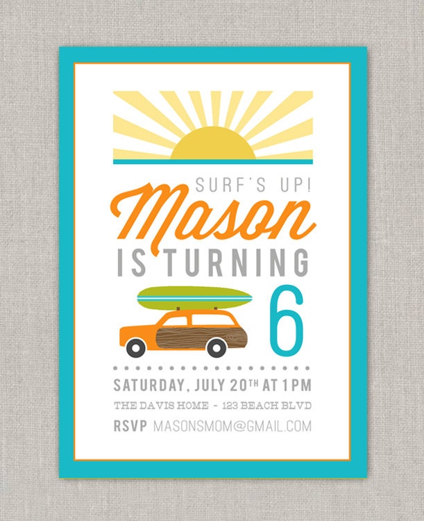 Surf Birthday Party Invitation