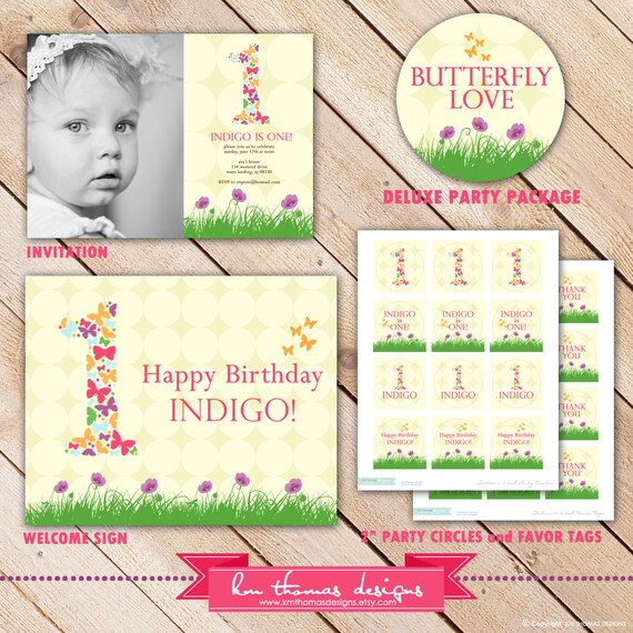 Deluxe BUTTERFLY LOVE Collection...Custom Printable Party Package...Personalized...by KM Thomas Designs Il_570xn