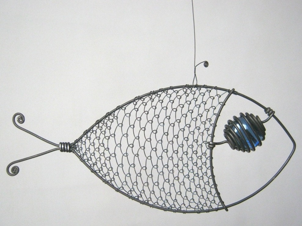 Another Blue -Eyed Wire Fish Sculpture