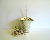Silver Metal Basket, Vintage Wedding Decor, Aged Patina, Flower Vase
