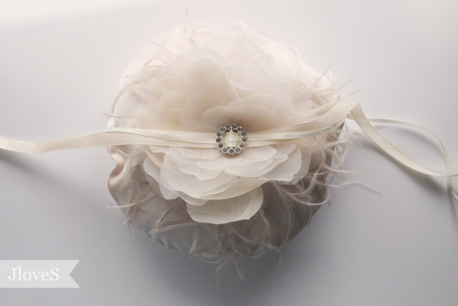 Ring Pillow , beautifully handmade, customized and sized to match your theme.