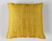 saffron yellow pillow 18 pleated- textured cover IN STOCK