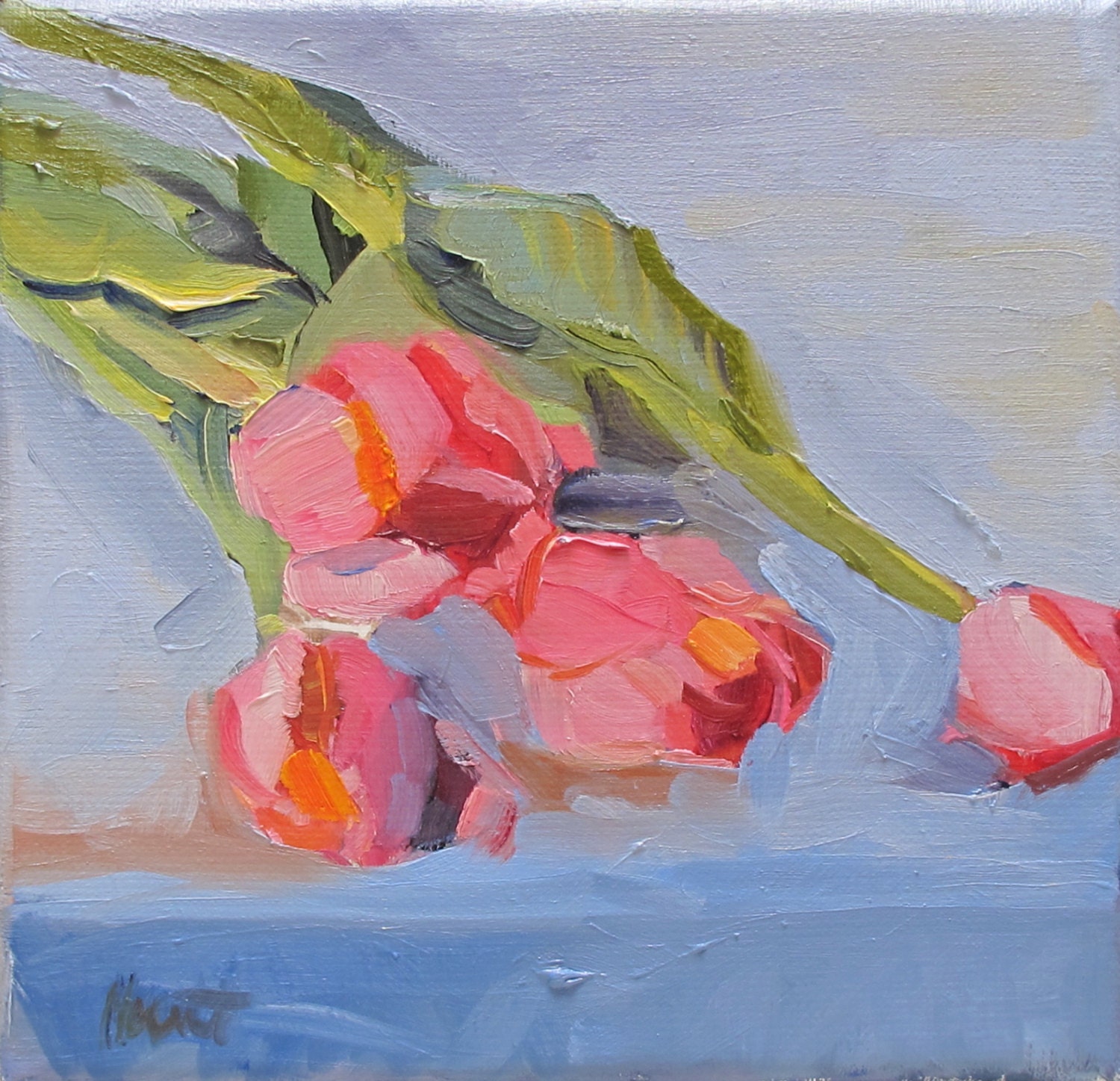 Affordable Original painting 'Tulip' by Linda Hunt 8X8