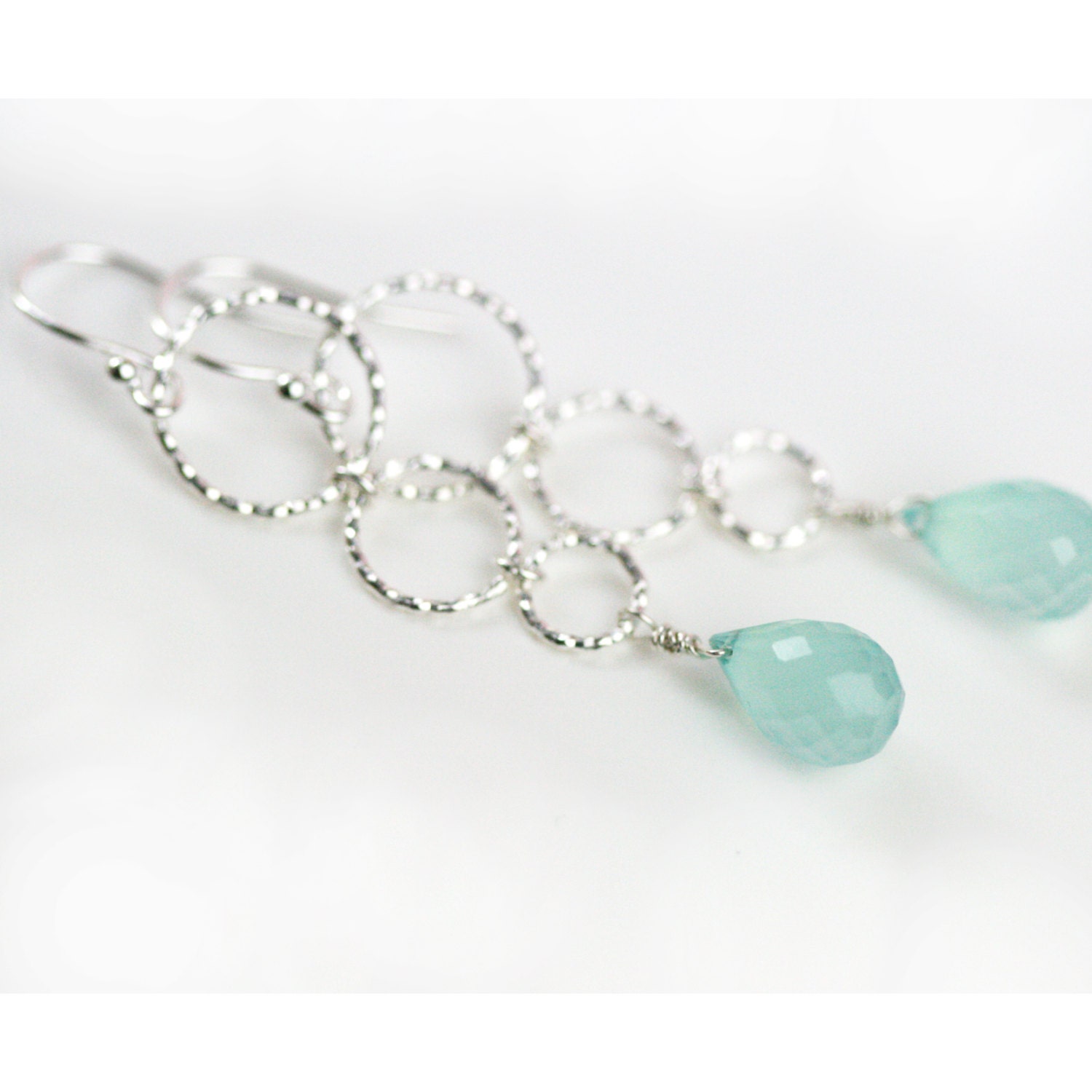 Aqua Blue Chalcedony Sterling Silver Earrings