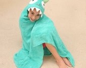 Personalized Yikes Twins Blue Monster Hooded towel