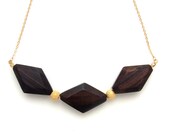 Wood Jewel Diamonds Necklace - Brown