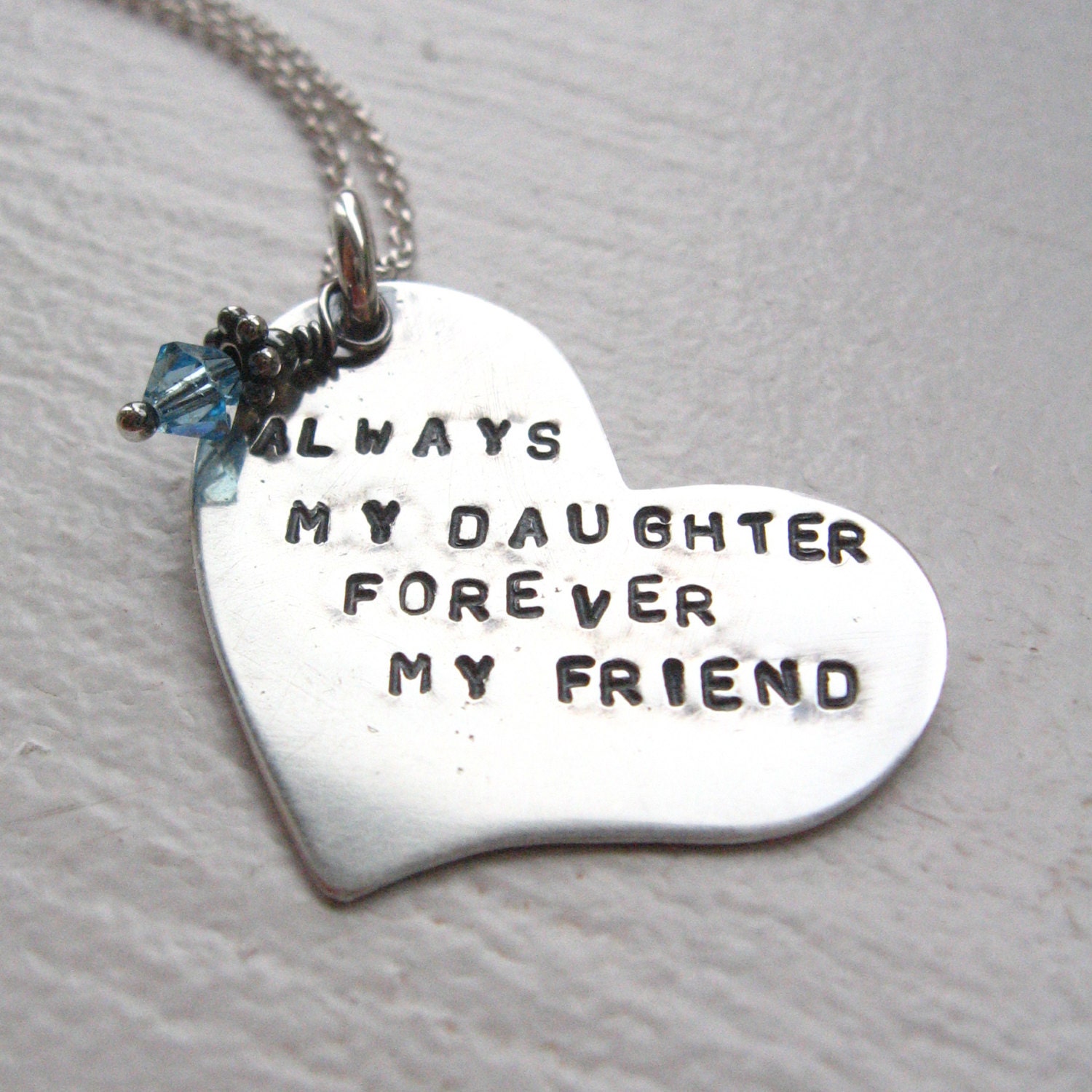 Personalized Birthstone Crystal Daughter Necklace Sterling Silver Heart Personalized Pendant Forever my Daughter