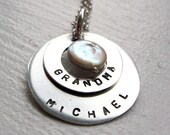 Personalized Sterling Silver Name Pendant Necklace 2 Circles 2 Names Necklace