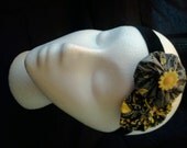 Youth Toddler headband, black and yellow floral, yo yo flower headband, photo prop,