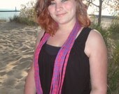 Purple and pink patterned infinity scarf, circle loop scarf, stretch knit jersey, adult teen youth