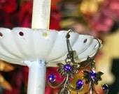 Lavender Poppies Spring Dangle Earrings Amethyst Purple Swarovski Rhinestones