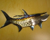 Tarpon Fish Fly Fishing Fisherman Swimming Ocean Flats Texas Florida Metal Wall Art Steel Home Beach Decor