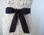 Midnight Blue Navy Blue Dupioni Silk Wedding Sash by ccdoodle on etsy - shorter length - made to order