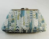 Blue Chevron Liberty of London Print Clutch, Open Channel Frame Purse, Floral Print Clutch, Bridal Clutch, Bridesmaid Gift, Ships in 1 Month