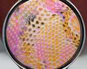 Polymer clay covered compact mirror, OOAK design, round mirror, mokume gane technique