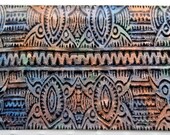 Business card holder,  Polymer clay covered Business card case, metal wallet, credit card holder, mica powder enhanced