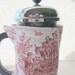 French Press coffee pot cozy, French coffee press cozy, recycled, upcycled coffee press cover, Coffee press warmer: red Toile