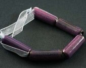 Lampwork Glass Torch Enameled Copper Bead Set Lavender Hyacinth SRA