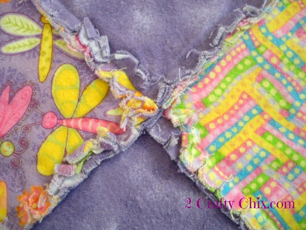 Dragonflies in Purple Flannel Rag Edge Quilt Blanket