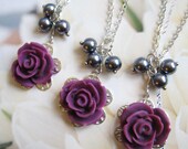 Set of 7 - bridesmaids necklace, wedding jewelry WN-G5 (Custom order - your choice of colour)