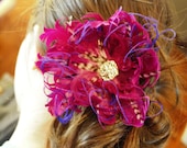 Purple and Fushia Hair Feather Hair flower