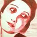 Head of a Girl 12, red and sepia, by Rowena Murillo 1/50 limited edition print of ink wash painting