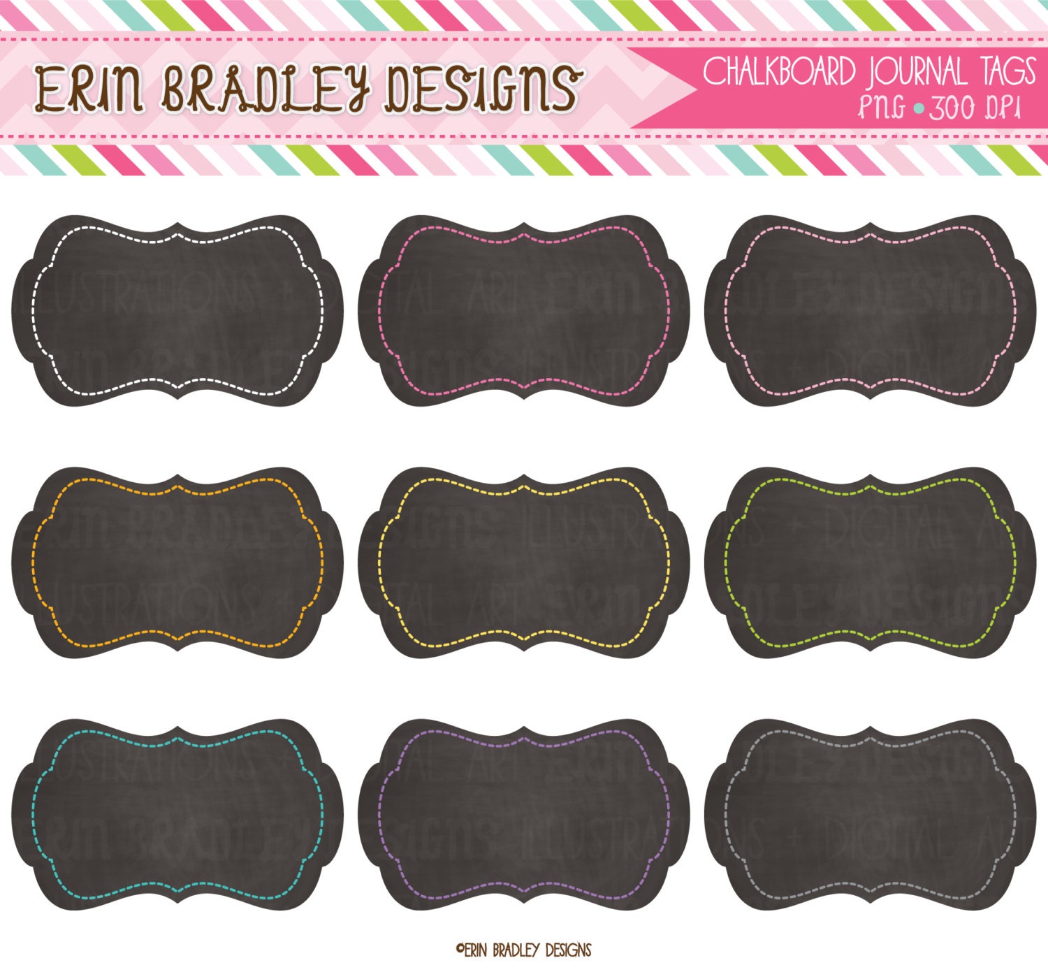 Chalkboard Journal Tag Frames Frames Clipart Personal & Commercial Use Clip Art Graphics INSTANT DOWNLOAD Il_170x135