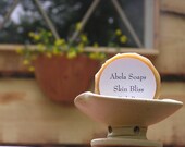Natural Soap and Pedestal Soap Dish-  Baby Blue