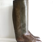 ENZO Angiolini Equestrian Olive Leather Pirates riding boots Size 8 1/2