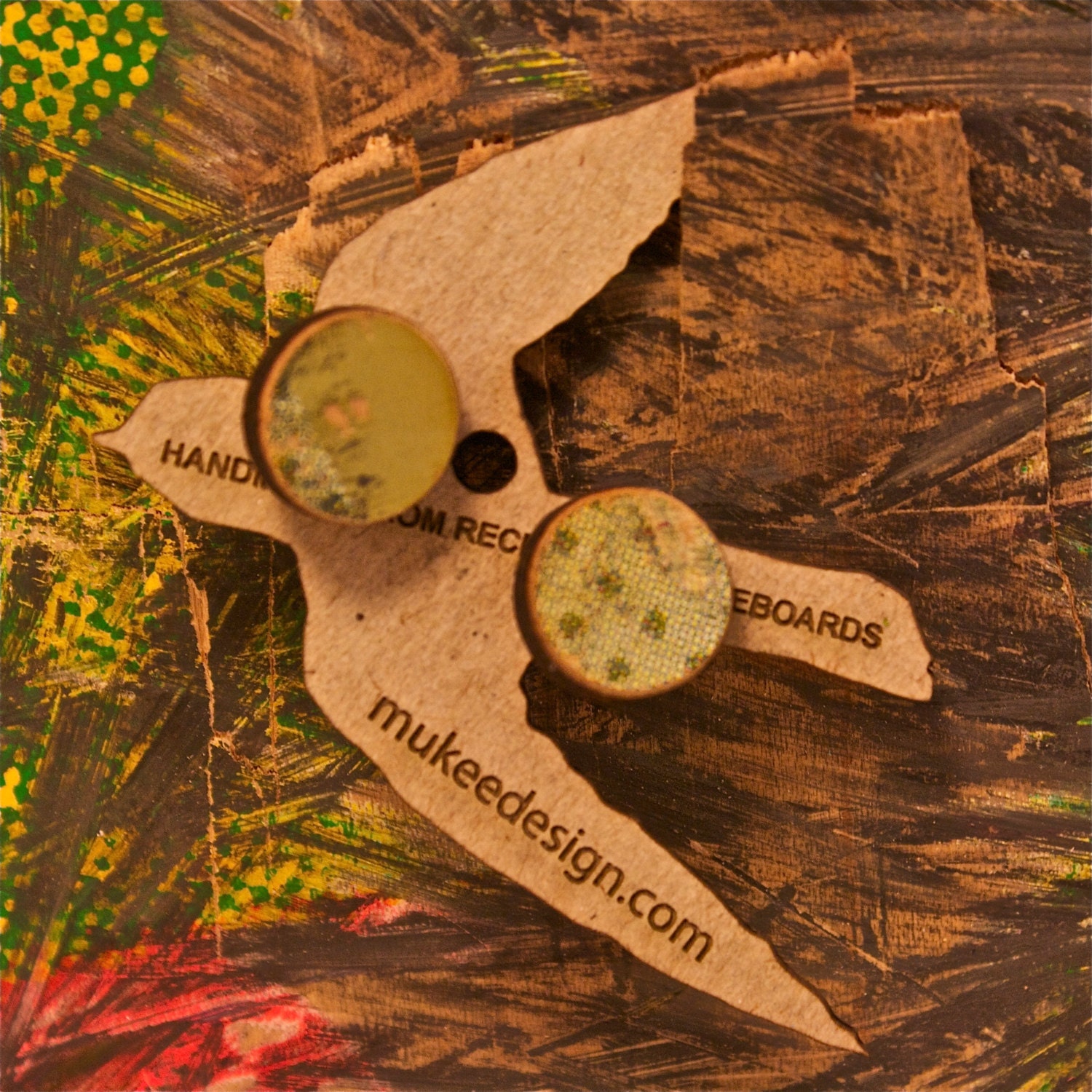Reclaimed Skateboard Stud Earrings