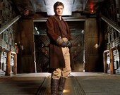 Firefly Cosplay- Malcolm Reynolds, real leather brown coat, trousers w/suspenders, shirt, gloves & holster w/belt