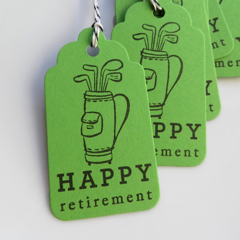 Happy Retirement Tags Golf Bag - Set of 8 - Custom Colors Available - Retirement Party Favor Tags Il_570xn