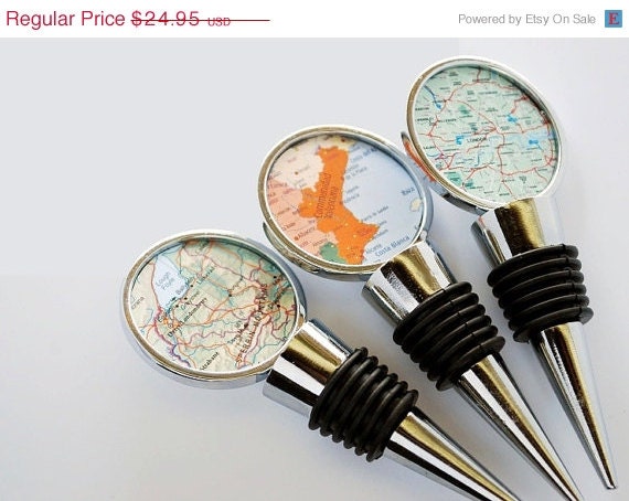 SUMMER SALE - Custom Map Wine Stopper
