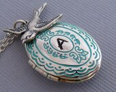 Silver Oval Personalized Initial Locket Necklace