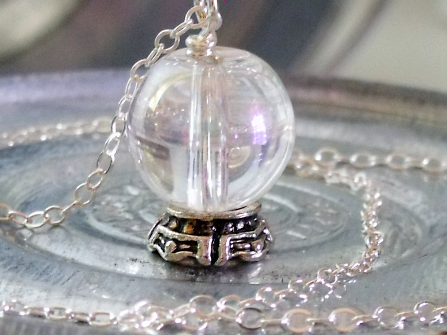 Fortune Tellers Crystal Ball Charm Necklace