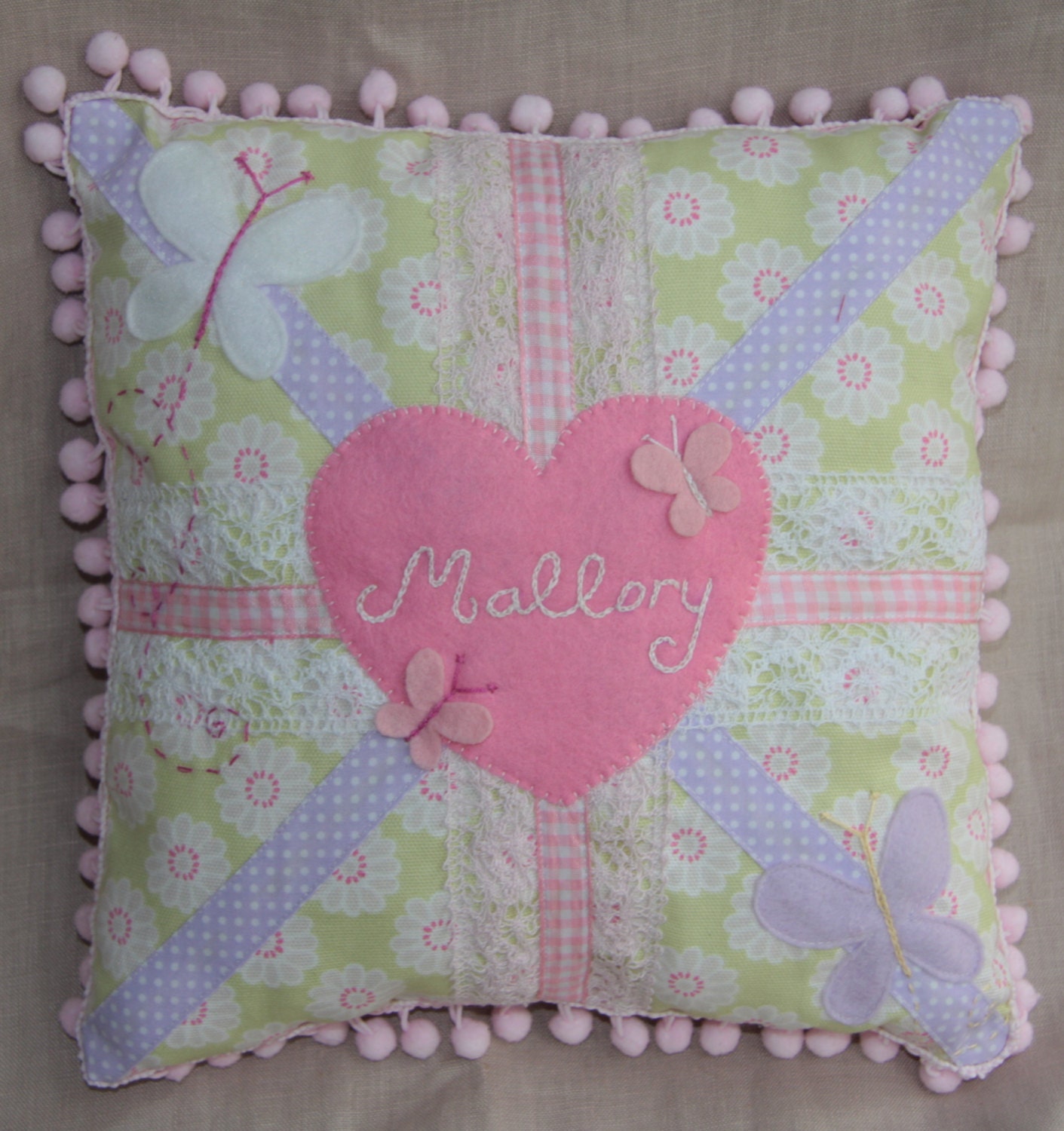 GIRLS UNION JACK Cushion Pillow with persoanlised name and applique - Custom Made To Order Il_170x135