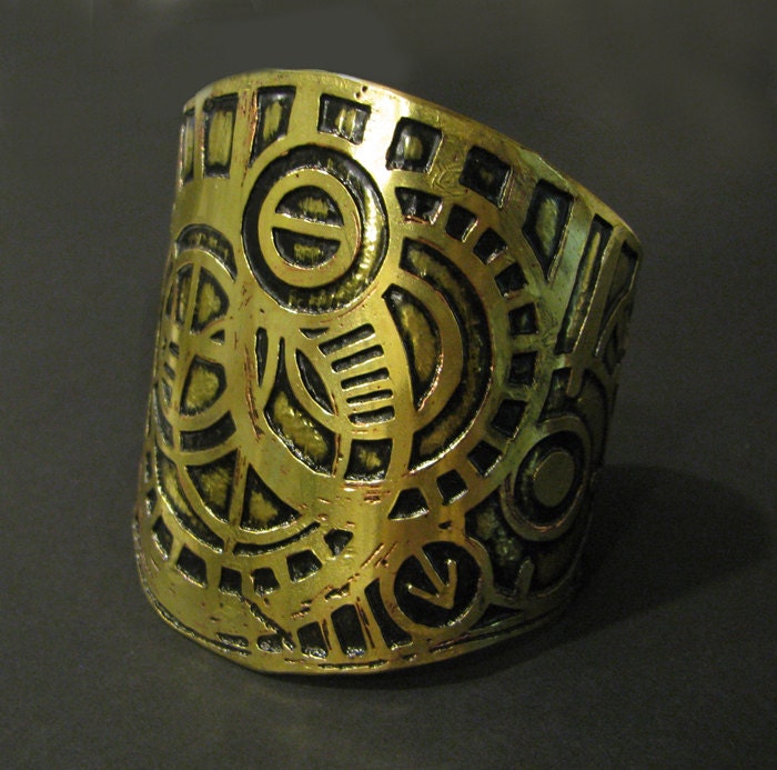 Etched Brass Cuff - Ideograms and Celestial Orbits Custom -  Personalized Jewelry -  brass jewelry