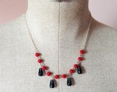 Necklace, nautical, navy, red, statement necklace