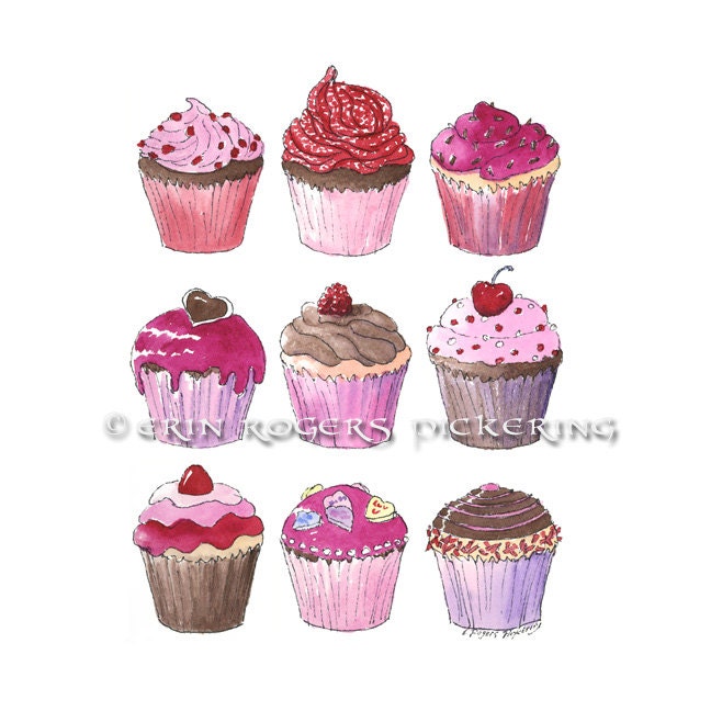 9 Pink Chocolate Cupcakes 8x10 Fine art print