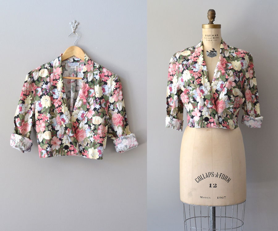 floral jacket / vintage cropped jacket / Smash Bloom jacket