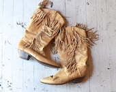 brown leather boots / fringed leather boots / Dingo western boots