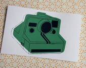 Vintage Polaroid Camera Print Hand Screenprinted Slightly Distressed