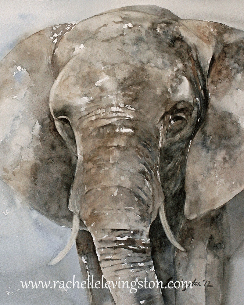 watercolor animal painting 11x14 poster animal poster art gift under 25 PRINT elephant wall art elephant poster boy nursery art print