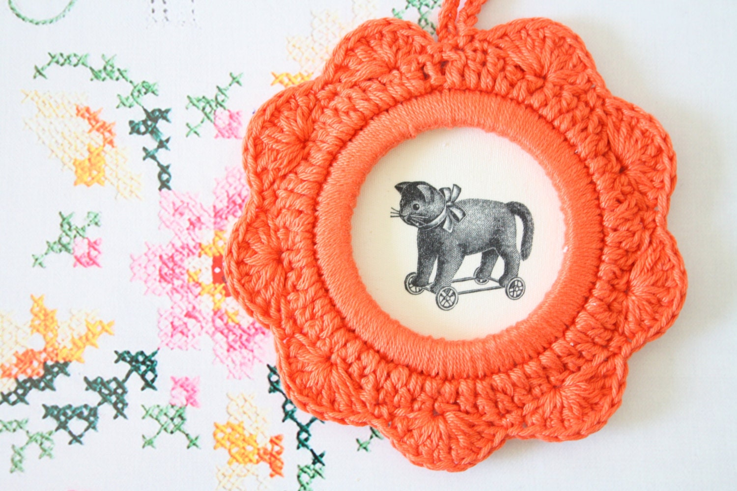 Crochet flower frame