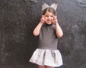 Silver Fox Costume "Foxtume" - Eco Friendly Wool Kids Gray Dress Hat & Tail in SIZE 2T-3T - Halloween Dress Up Play